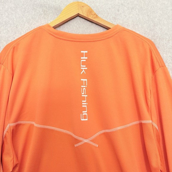 HUK Shirt Mens 2XL Vented Icon X Lightweight Camp Fish Performance Orange - Picture 5 of 7